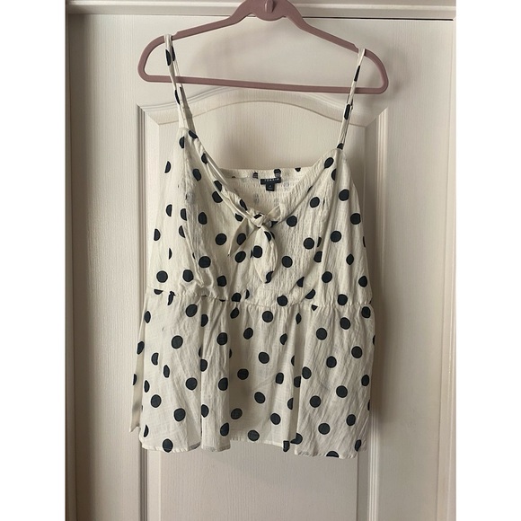 NWOT Torrid Size 4 White & Black polka dot tie front midi cami tank - Picture 1 of 4